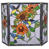 CHLOE Lighting Sunflower Tiffany 3-Piece Folding Floral Fireplace Screen