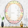 Designart Pink Spheres 1 Bohemian Eclectic Frameless Oval Or Round Wall Mirror,