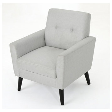 GDF Studio Sierra Mid Century Fabric Club Chair, Light Gray
