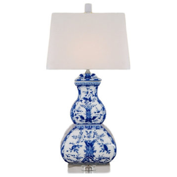 Elissa Porcelain Vase Table Lamp, Blue and White