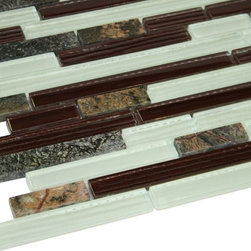 Red Jungle Glossy Stone Glass Mosaic Tiles - Home Accessories & Decor