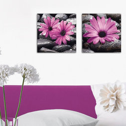 Platin Art's Deco Glass Wall Decor- Fancy Flowers - Set of 2 - Wallpaper