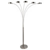Micah LED Arched Floor Lamp With Dimmer, Brushed Steel