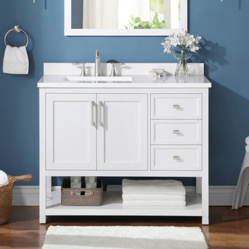 OVE Decors Stanley 42" Vanity, White With Power Bar