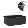 vidaXL Kitchen Sink Undermount Sink with Strainer Stainless Steel Sink Square, Black, 21.7" X 17.3" X 7.9"
