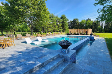 Royal Oak, MD - Coastal Infinity Edge Pool with Fire & Water Features