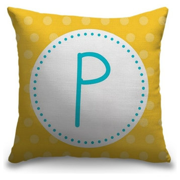"Letter P - Dot Circle" Outdoor Pillow 18"x18"