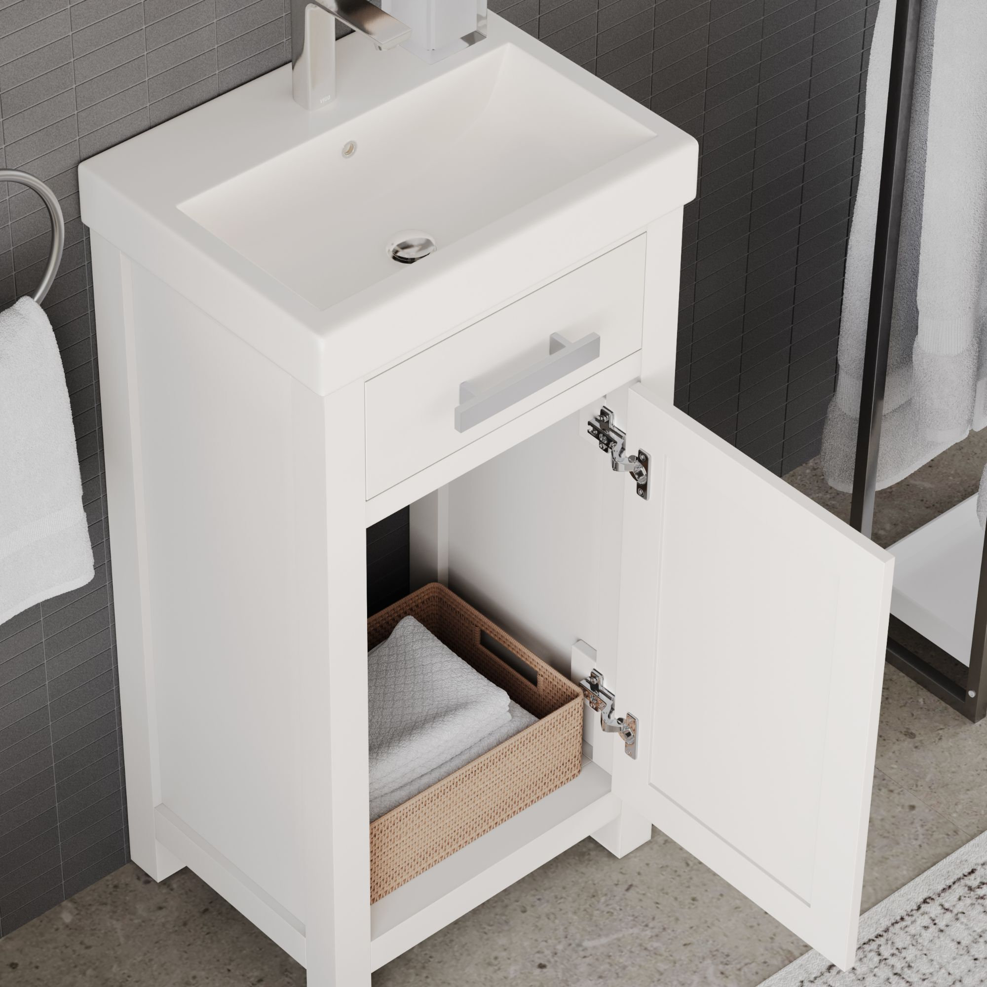 Mia Bathroom Vanity, White, 18", Single Sink