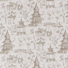 Pagodas Bisque Gray Oriental Toile Tailored Valance Lined Cotton