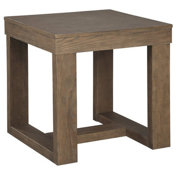 Bowery Hill Square End Table in Grayish Brown
