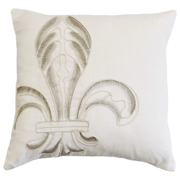 Newport Embroidery Fleur De Lis Throw Pillow, 18"x18", 1 Piece