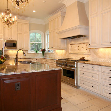 Cherry Island and Maple Wall Cabinetry Provide Perfect Contrast