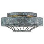 Golden - Golden Lighting 7856-FM VP Ferris Flush Mount - Ferris is a casual, vintage-inspired design that was created for eclectic or farmhouse decors. The unique metal work features a scallop detail and a multi-layered, hand-painted finish. The blue verdigris patina finish is applied with white and gold accents to create a chic, but weathered look. This flush mount creates a generous open area for widespread ambient lighting.