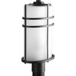 Progress Lighting - Progress Lighting 1-100W Medium Post Lantern, Black - Inspired by the modern mission movement, the Format collection is comprised of an oval form factor with grid overlay. Etched glass shades and a Black finish complete the wall-, hanging- and post-lantern options. Design flexibly- can be used outdoors or in unexpected applications within interior settings