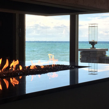 Custom Open Gas Fireplace - Lake Ontario Residence