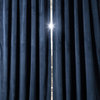 Pleated Blackout Velvet Curtain Single Panel, Midnight Blue, 25"x84"