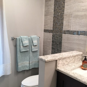 Transitional Bathroom Remodel with Accent Tiling