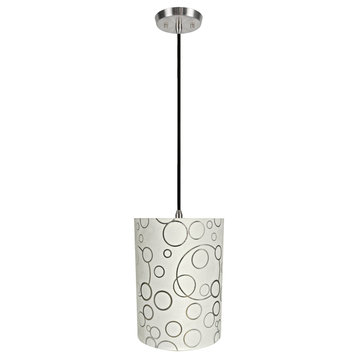 Aspen Creative 71114-11, 1-Light Fabric Lamp Shade Hanging Pendant, White