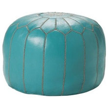 Traditional Floor Pillows And Poufs Turquoise Moroccan Leather Pouf