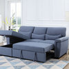 Noemi Reversible Storage Sleeper Sectional Sofa, Blue Fabric