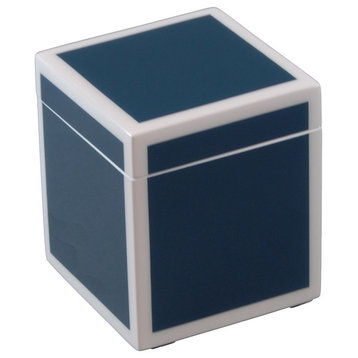 Navy Blue, White Lacquer Canister
