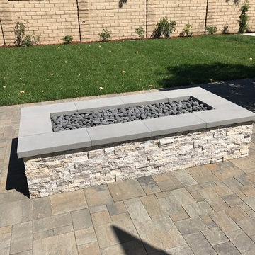 Rectangular Fire Pit with Beach Pebble.