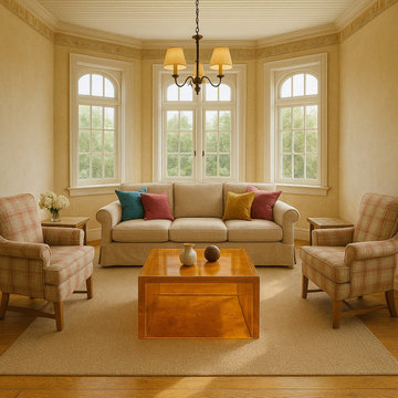 Soft Light & Sculptural Acrylic: A Bay Window Lounge