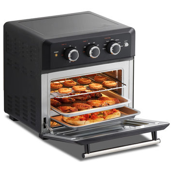 4 Slice Small Toaster Oven Countertop, Retro Compact Design, Multi-Function with, 6 Slice Air Fry