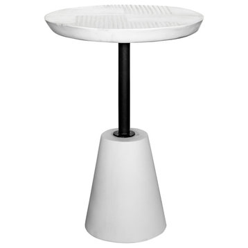 13.25 Inch Outdoor Accent Table White White Contemporary
