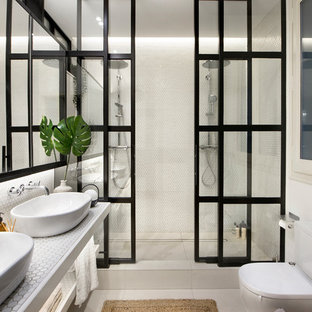 Glass Tile Countertop Tiled Countertop Bathroom Modern Bathroom