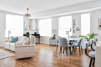 Example of a large transitional home design design in Ottawa