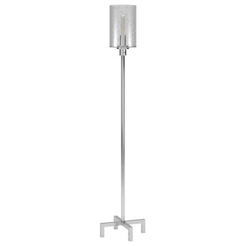 Panos 66.25 Tall Floor Lamp with Glass Shade in Polished Nickel/Clear