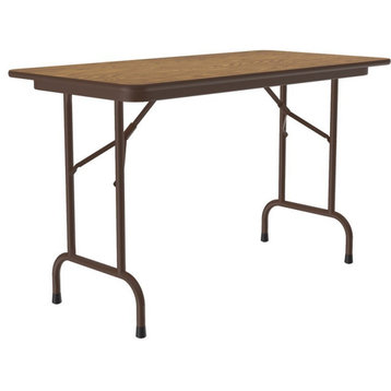 Correll 24"W x 48"D Melamine Top Folding Table in Medium Oak