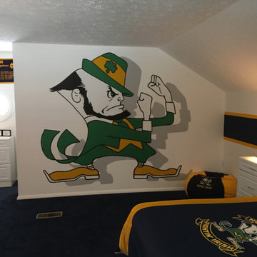 Notre Dame Fighting Irish Themed Murals, painted in a bedroom loft by Tom Taylor