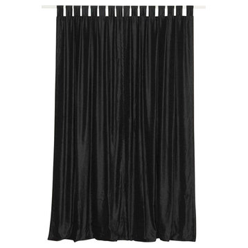 Lined-Black Tab Top  Velvet Curtain / Drape / Panel   - 60W x 63L - Piece