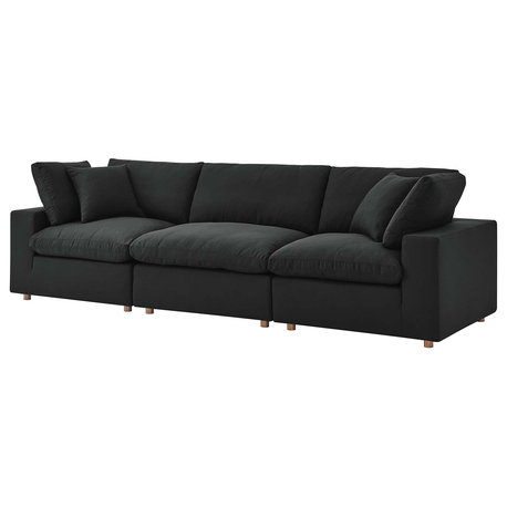 Modular Deep Sofa, Black, Fabric, Modern, Lounge Cafe Hotel Lobby Hospitality