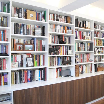 White and walnut built-ins and cabinets