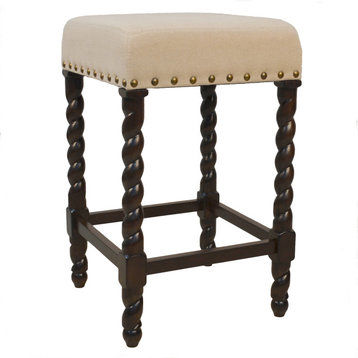 Remick 24" Counter Stool - Espresso - Linen Upholstery