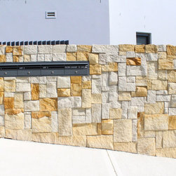 Australian Sandstone Colonial Walling in Outdoor Feature Wall Project - Wall Cladding & Stone Veneer
