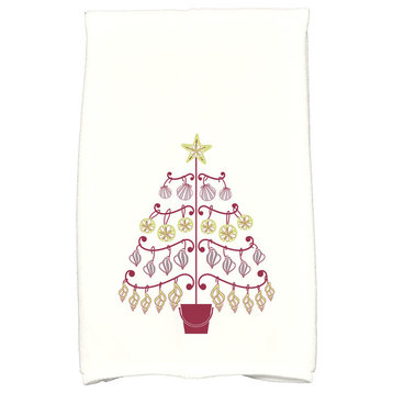 Beach Tree Decorative Holiday Geometric Print Hand Towel, Cranberry