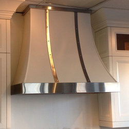 White and stainless wall mount range hood by Custom Range Hoods #15-009 - Range Hoods And Vents