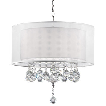 Chic Silver Ceiling Lamp With Crystal Accents and Silver Shade