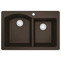 Karran Drop-In Quartz 33" 1-Hole 60/40 Double Bowl Kitchen Sink, Brown