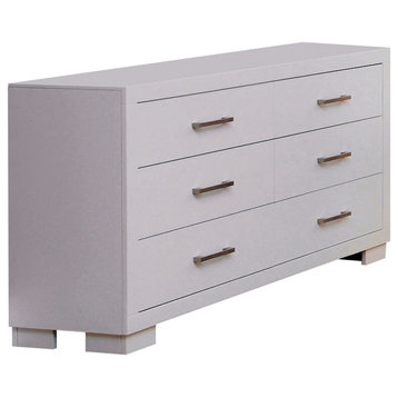 6 Drawers Wood Dresser, White