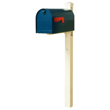 Mid Modern Rigby Curbside Mailbox and Post, Blue