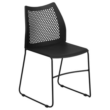 Hercules Series 661 lb. Capacity Black Sled Base Stack Chair With Air-Vent Back