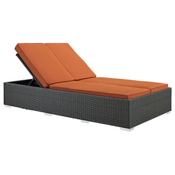 Sojourn Outdoor Patio Sunbrella, Double Chaise, Chocolate Tuscan