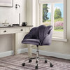 Rowse Office Chair, Dark Gray Velvet and Chrome Finish