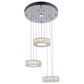 D16'' Three Light Hanging Pendant LED Chandelier with Chrome Hardware