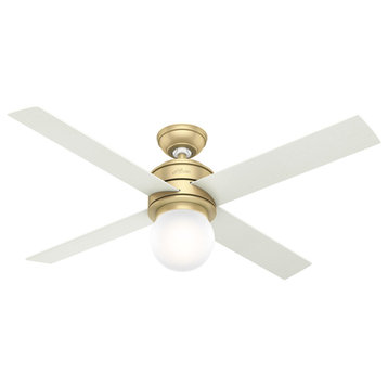 Hepburn 1 Light 52" Indoor Ceiling Fan, Modern Brass